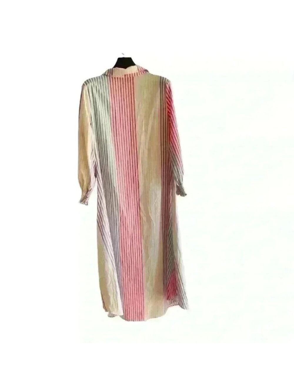 New Striped button down ladies Size large maxi curved hem dress - Picture 3 of 7